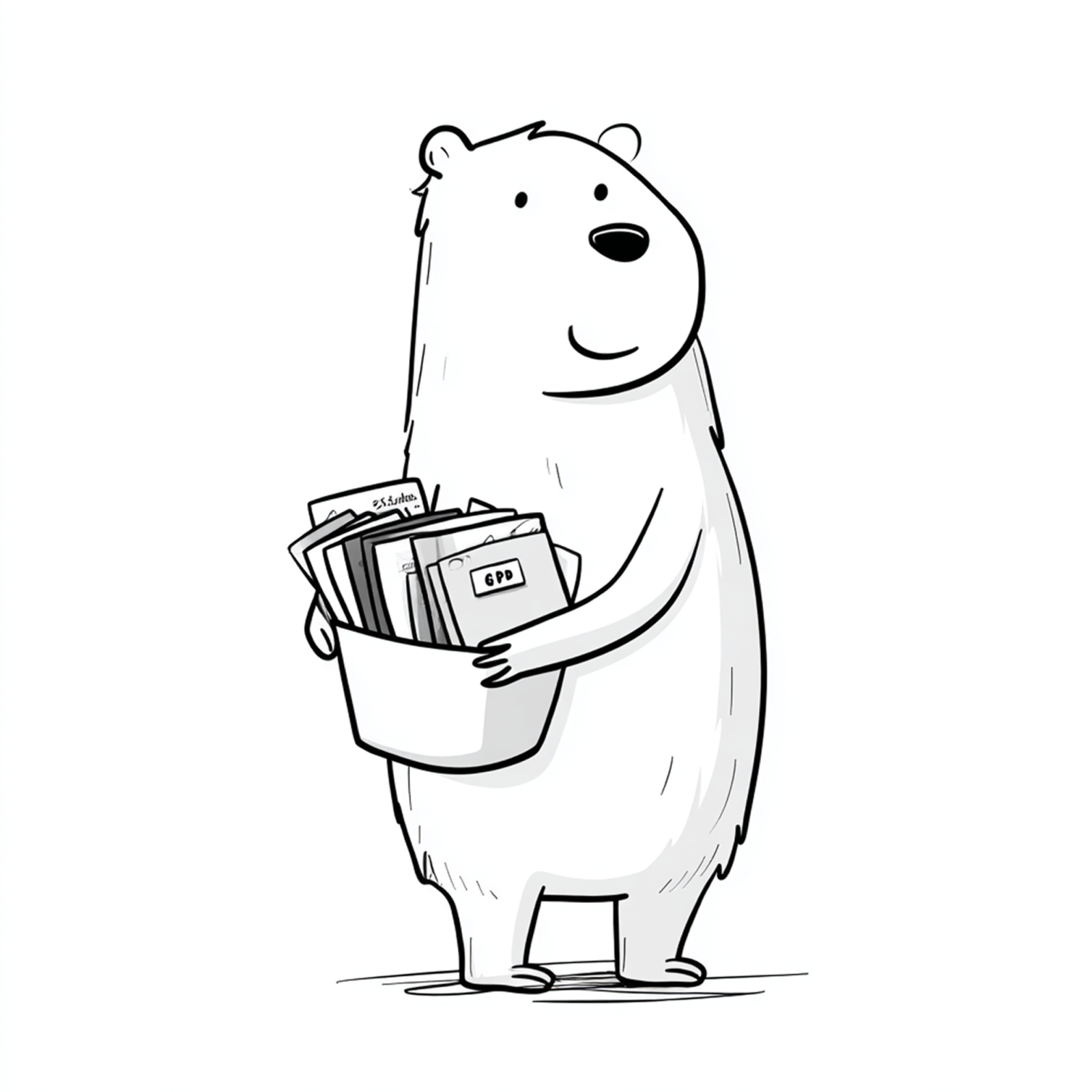A capybara holding a bin of saved bookmarks