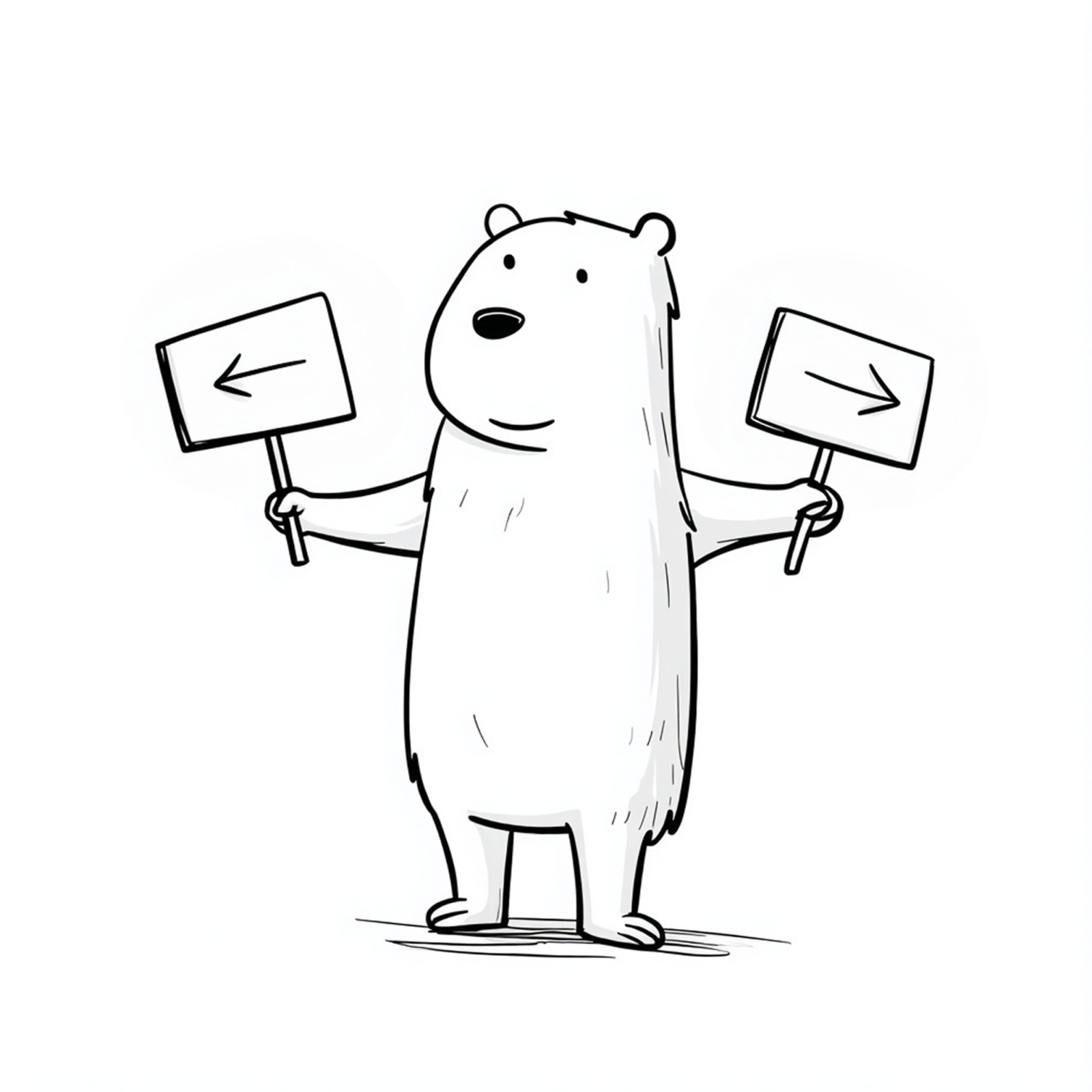 A capybara holding two arrow signs, directing links to the right place